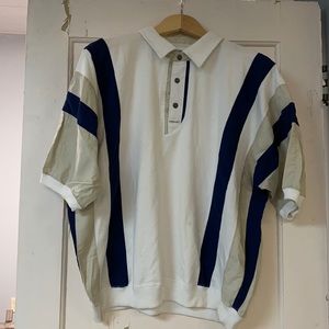 Vintage Greenline International Blue/White/Tan Polo Shirt XL